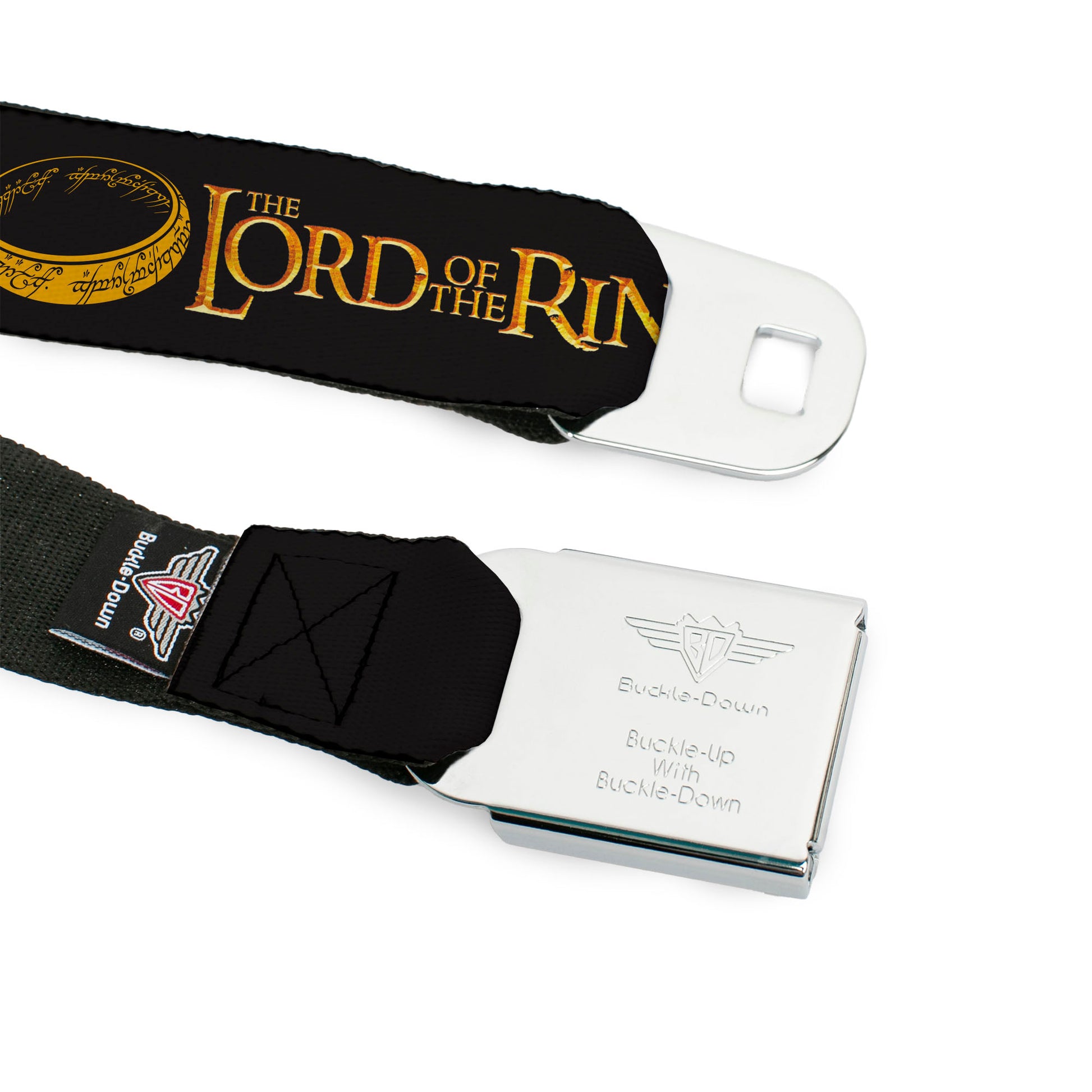 THE LORD OF THE RINGS Title Logo Full Color Black/Yellow Seatbelt Belt - THE LORD OF THE RINGS One Ring and Title Logo Black/Yellows Webbing Seatbelt Belts The Lord of the Rings