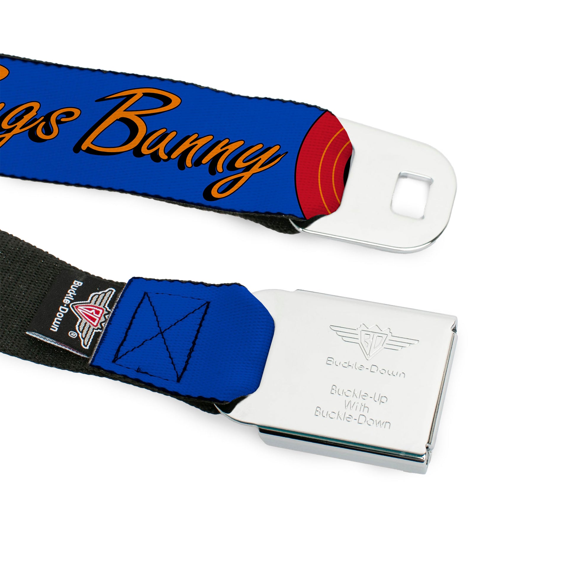 Looney Tunes Logo Full Color White Seatbelt Belt - BUGS BUNNY w/Bugs Poses Blue Webbing Seatbelt Belts Looney Tunes