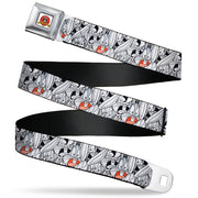 Looney Tunes Logo Full Color White Seatbelt Belt - Bugs Bunny Expressions Stacked White/Black/Gray Webbing Seatbelt Belts Looney Tunes