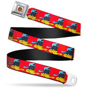 Looney Tunes Logo Full Color White Seatbelt Belt - Daffy Duck Hip Hop Expression2 Red Webbing Seatbelt Belts Looney Tunes