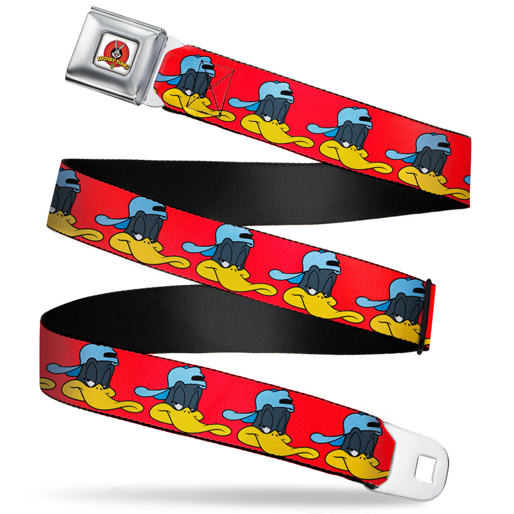 Looney Tunes Logo Full Color White Seatbelt Belt - Daffy Duck Hip Hop Expression2 Red Webbing Seatbelt Belts Looney Tunes