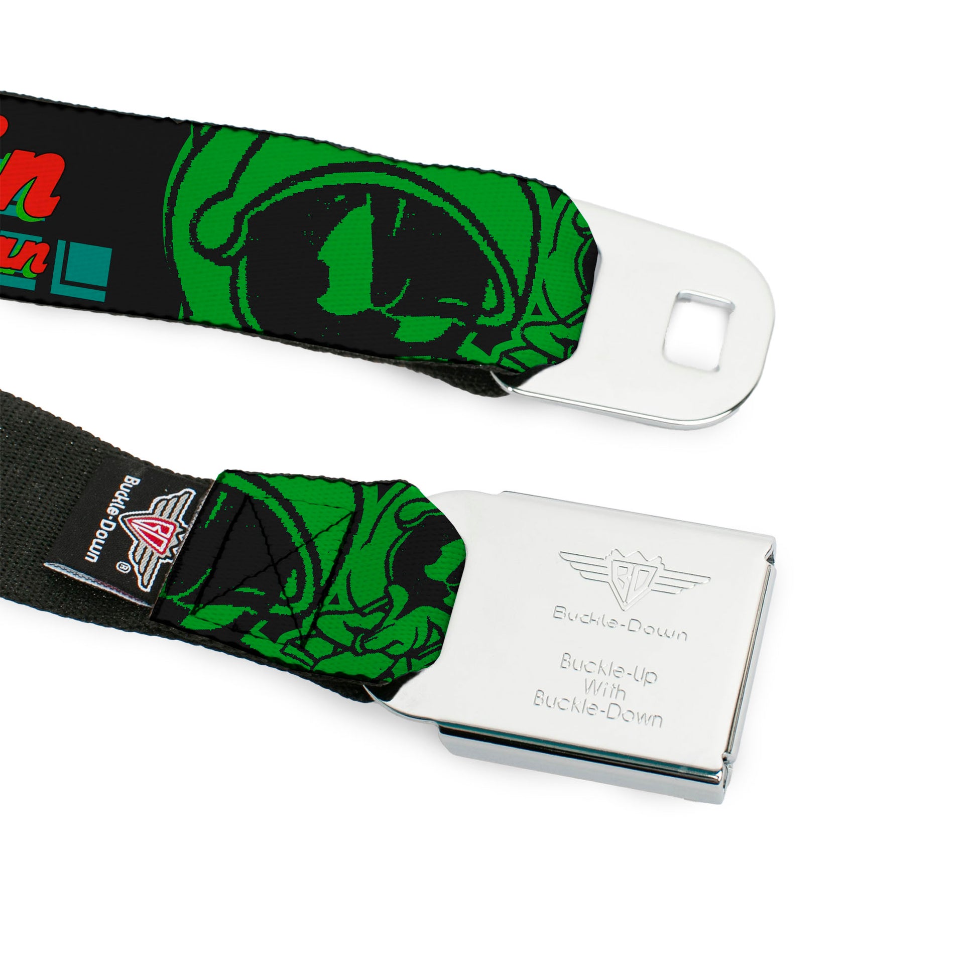 Looney Tunes Logo Full Color White Seatbelt Belt - MARVIN THE MARTIAN w/Poses Black/Turquoise Webbing Seatbelt Belts Looney Tunes