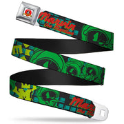 Looney Tunes Logo Full Color White Seatbelt Belt - MARVIN THE MARTIAN w/Poses Black/Turquoise Webbing Seatbelt Belts Looney Tunes