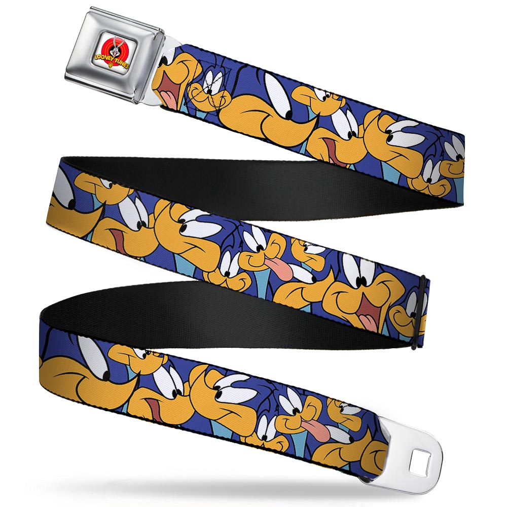 Looney Tunes Logo Full Color White Seatbelt Belt - Road Runner Expressions Stacked Webbing Seatbelt Belts Looney Tunes