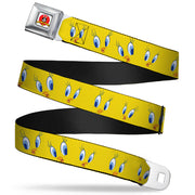 Looney Tunes Logo Full Color White Seatbelt Belt - Tweety Bird Expressions2 Webbing Seatbelt Belts Looney Tunes