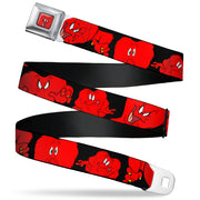 Gossamer Expression CLOSE-UP Full Color Red Seatbelt Belt - Gossamer 6-Poses Black/Red Webbing Seatbelt Belts Looney Tunes