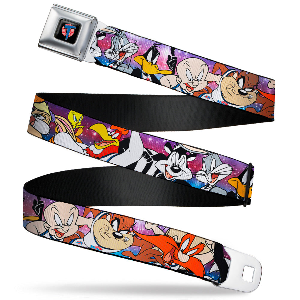 Space Jam Tune Squad Icon Full Color Black/Red/Blue Seatbelt Belt - Space Jam Tunes Squad 10-Players Group Pose Galaxy Webbing Seatbelt Belts Looney Tunes