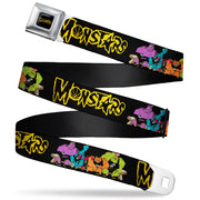 Space Jam MONSTARS Logo Black/Yellow Seatbelt Belt - Space Jam MONSTARS Logo/5-Character Group Pose Black/Yellow Webbing Seatbelt Belts Looney Tunes