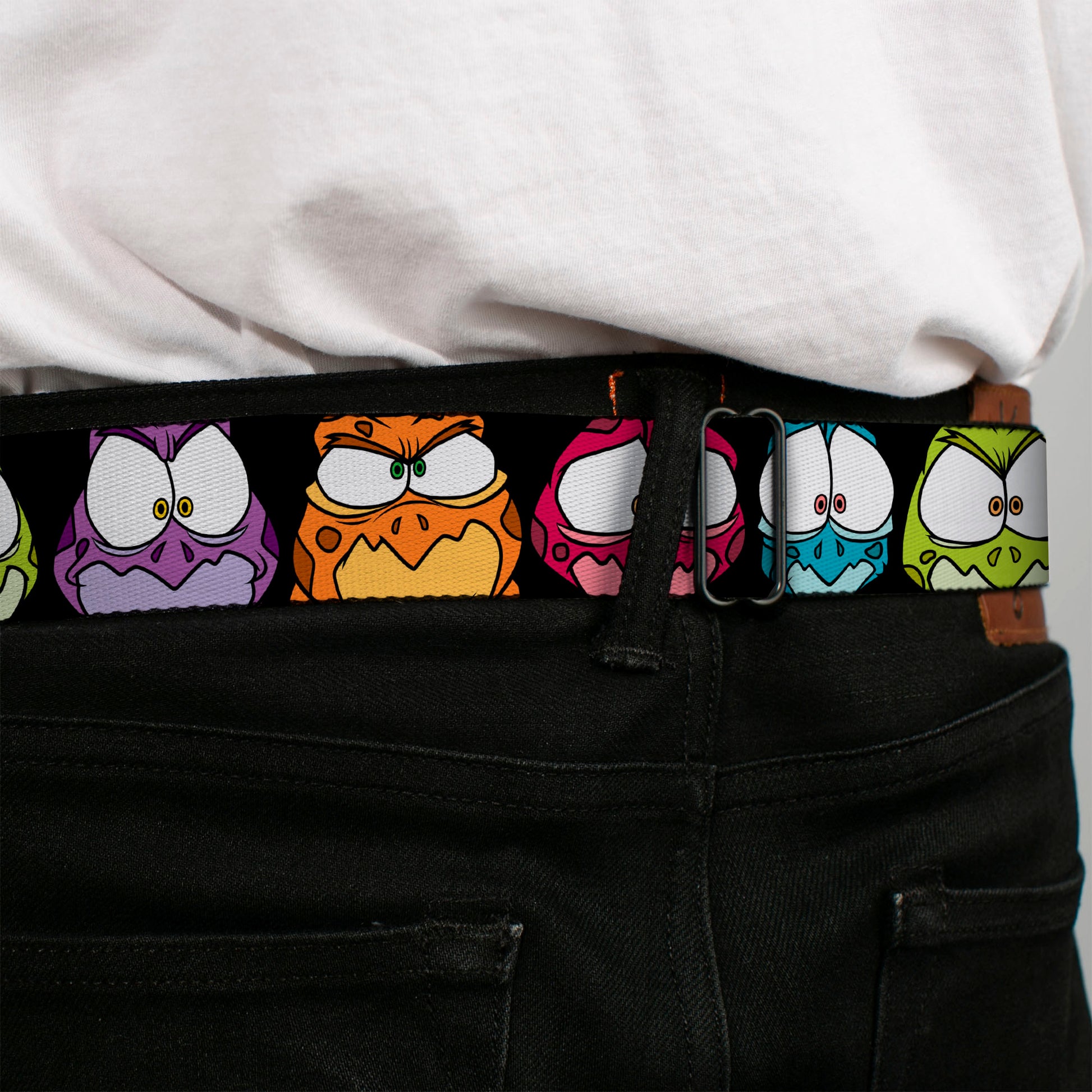 SPACE JAM Logo Full Color Black/Red/Green Seatbelt Belt - Space Jam Nerdlucks Faces CLOSE-UP Black Webbing Seatbelt Belts Looney Tunes