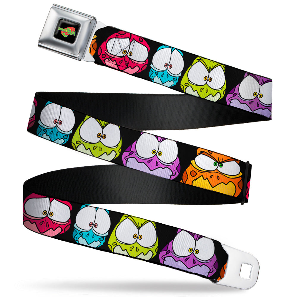 SPACE JAM Logo Full Color Black/Red/Green Seatbelt Belt - Space Jam Nerdlucks Faces CLOSE-UP Black Webbing Seatbelt Belts Looney Tunes
