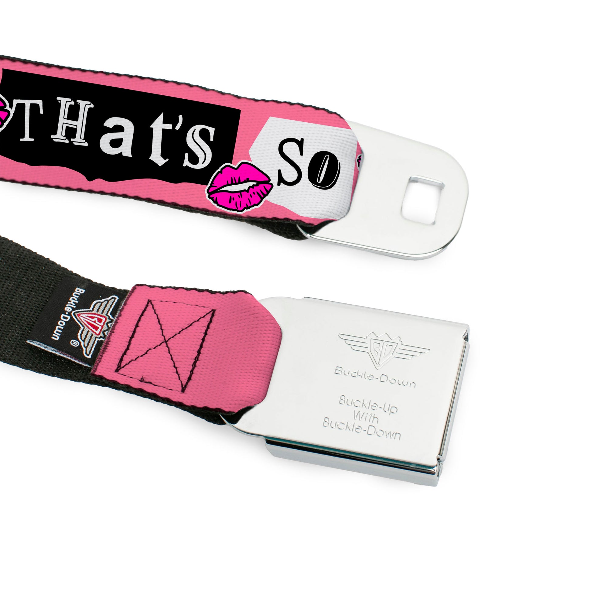 MEAN GIRLS Title Logo Full Color Black/White Seatbelt Belt - Mean Girls THAT'S SO FETCH Collage Pink/Black/White Webbing Seatbelt Belts Mean Girls
