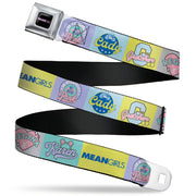 MEAN GIRLS Title Logo Full Color Black/White Seatbelt Belt - Mean Girls the Plastics Icon Blocks Multi Pastel Webbing Seatbelt Belts Mean Girls