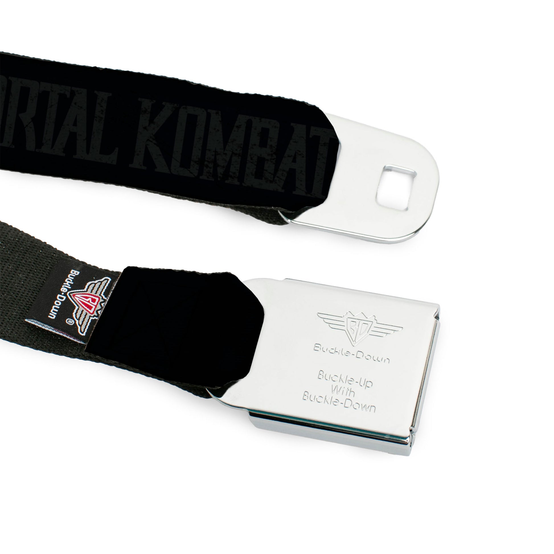 MORTAL KOMBAT KLASSIC Title Logo Full Color Black/Red Seatbelt Belt - Mortal Kombat Klassic HIGH PUNCH Moves Black/Gray/Reds Webbing Seatbelt Belts Mortal Kombat