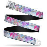 My Little Pony 4-Pony Group Pose and Rainbows Full Color Sky Blue Seatbelt Belt - MY LITTLE PONY Title Logo Full Color Sky Blue Webbing Seatbelt Belts My Little Pony