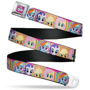 MY LITTLE PONY Title Logo Full Color Pink/Purple/White Seatbelt Belt - My Little Pony Four Pony Close-Up Faces Pink/Multi Color Webbing Seatbelt Belts My Little Pony