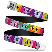 MY LITTLE PONY Title Logo Full Color Black/Purple/White Seatbelt Belt - My Little Pony Mane Six Close-Up Face Blocks Multi Color Webbing Seatbelt Belts My Little Pony