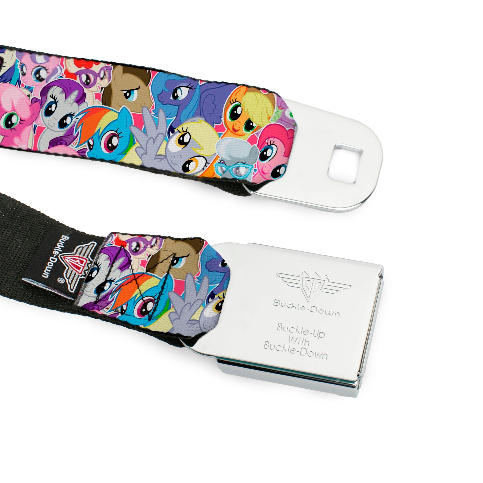 MY LITTLE PONY Title Logo Full Color Black/Purple/White Seatbelt Belt - My Little Pony Ponies Expressions Stacked Webbing Seatbelt Belts Hasbro
