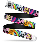 MY LITTLE PONY Title Logo Full Color Black/Purple/White Seatbelt Belt - My Little Pony Mane Six Character Close-Up Blocks Multi Color Webbing Seatbelt Belts My Little Pony