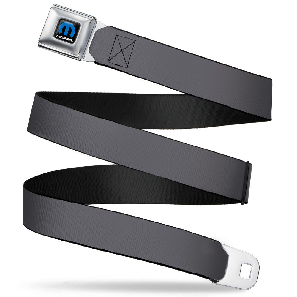 MOPAR Logo Full Color Black Blue White Seatbelt Belt - Charcoal Webbing Seatbelt Belts Mopar