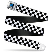 MOPAR Logo Full Color Black/Blue/White Seatbelt Belt - Checker Black/White Webbing Seatbelt Belts Mopar