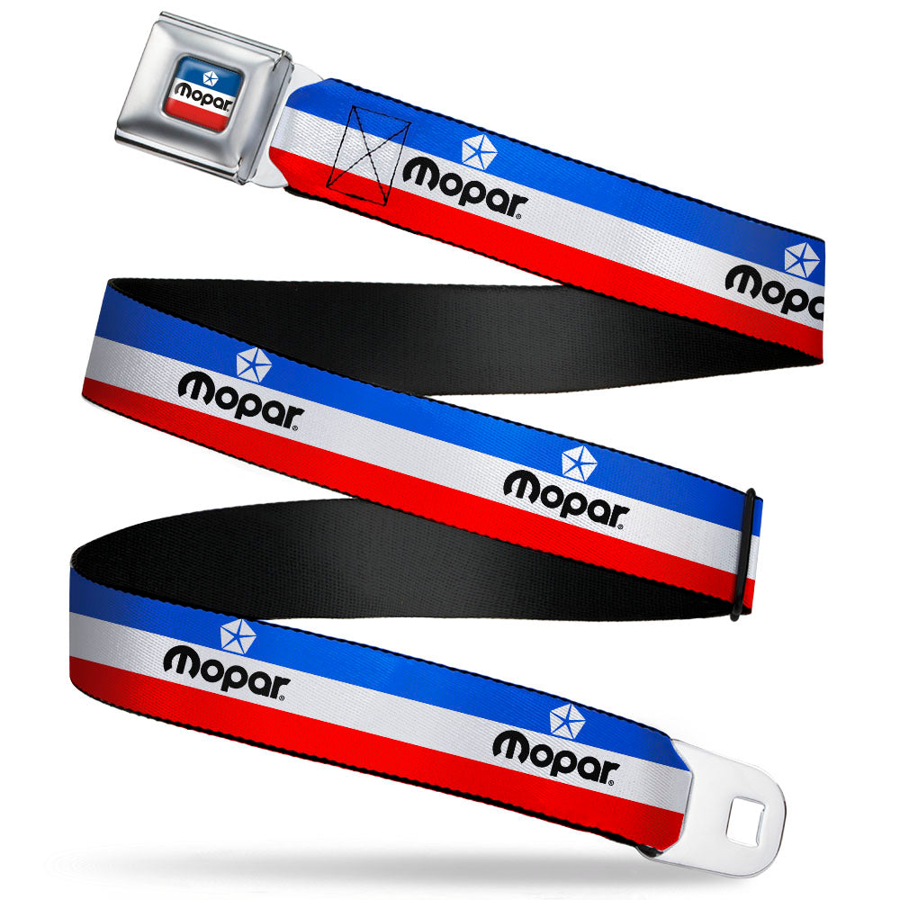 MOPAR Chrysler Logo Full Color White/Blue/Red/Black Seatbelt Belt - MOPAR Logo/Stripe Blue/White/Red Webbing Seatbelt Belts Mopar