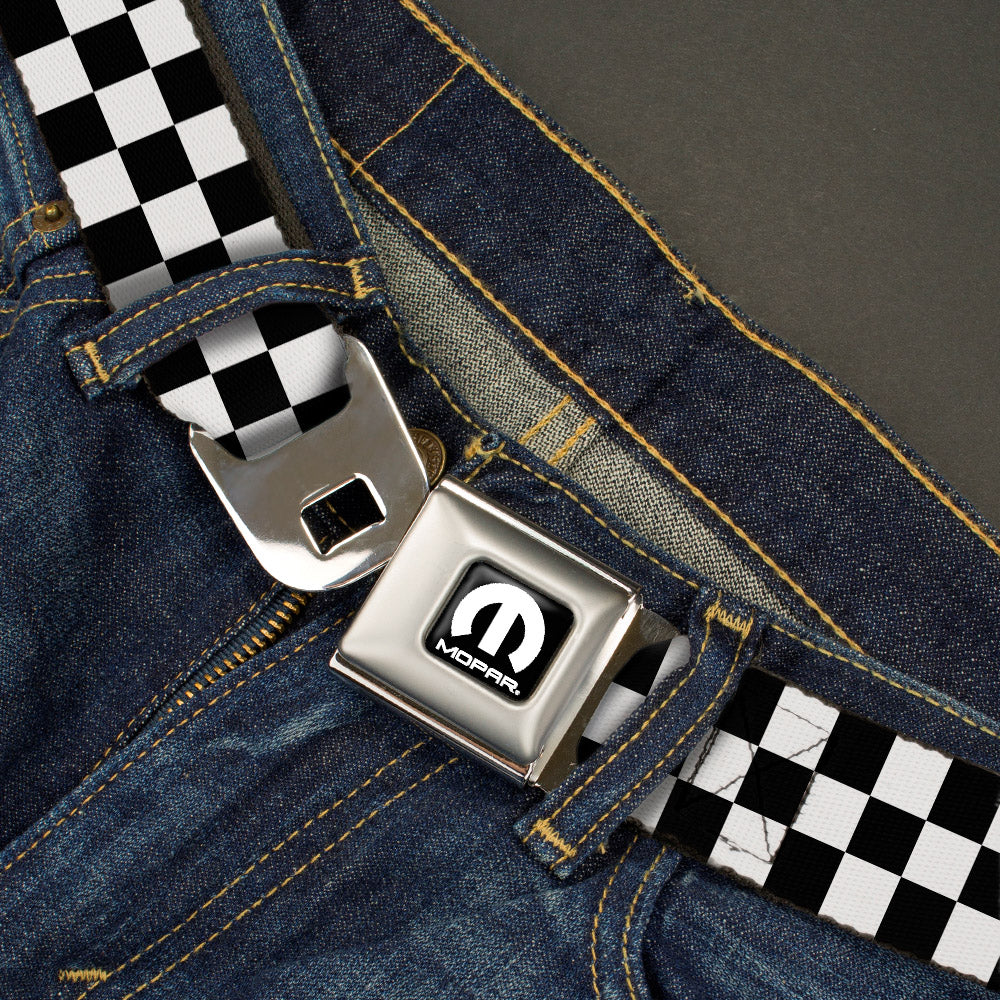 Black and White Checkered with MOPAR Logo Seatbelt Belt Seatbelt Belts Mopar