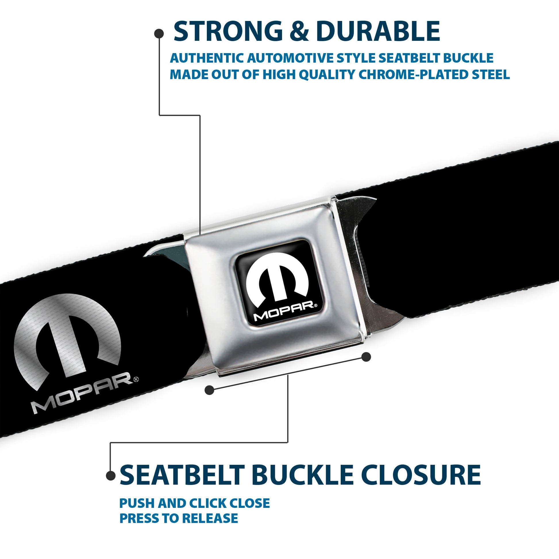 MOPAR Logo Full Color Black/White Seatbelt Belt - MOPAR Logo Repeat Black/Silver Gradient Webbing Seatbelt Belts Mopar