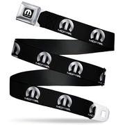 MOPAR Logo Full Color Black/White Seatbelt Belt - MOPAR Logo Repeat Black/Silver Gradient Webbing Seatbelt Belts Mopar