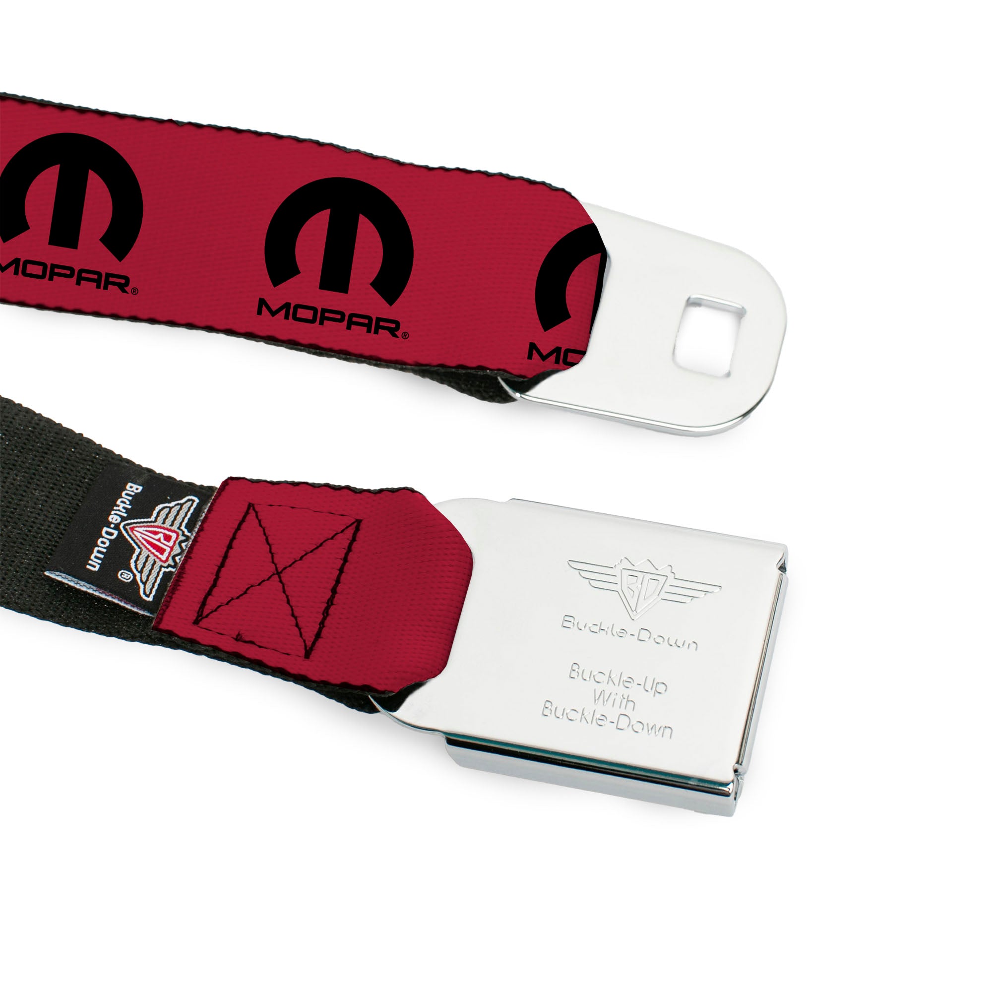 MOPAR Logo Full Color Black/White Seatbelt Belt - MOPAR Logo Repeat Fuchsia/Black Webbing Seatbelt Belts Mopar