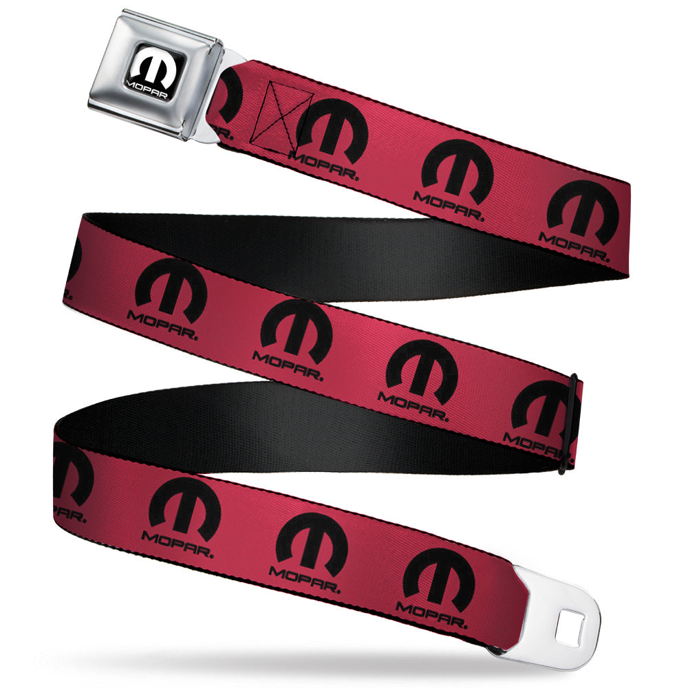 MOPAR Logo Full Color Black/White Seatbelt Belt - MOPAR Logo Repeat Fuchsia/Black Webbing Seatbelt Belts Mopar
