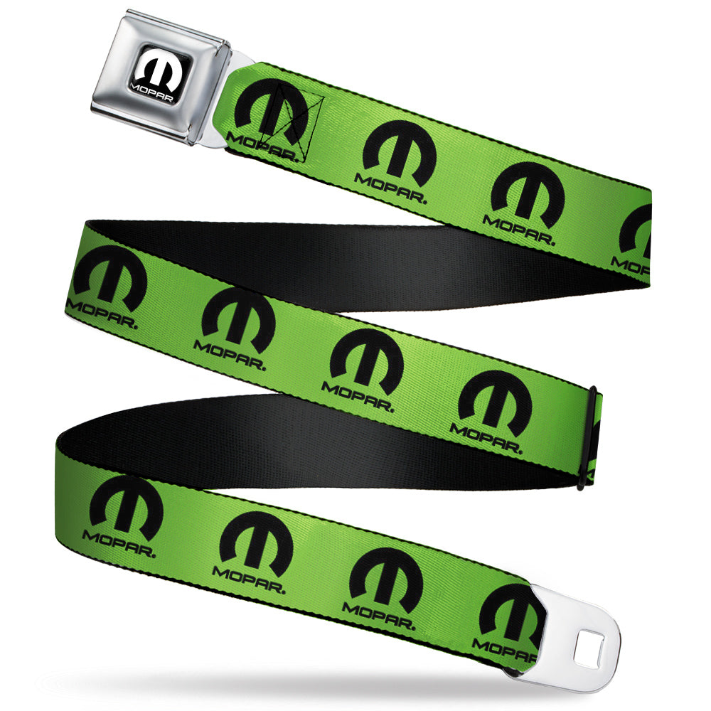 MOPAR Logo Full Color Black/White Seatbelt Belt - MOPAR Logo Repeat Green/Black Webbing Seatbelt Belts Mopar