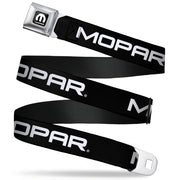 MOPAR Logo Full Color Black White Seatbelt Belt - MOPAR Text Black/White Webbing Seatbelt Belts Mopar