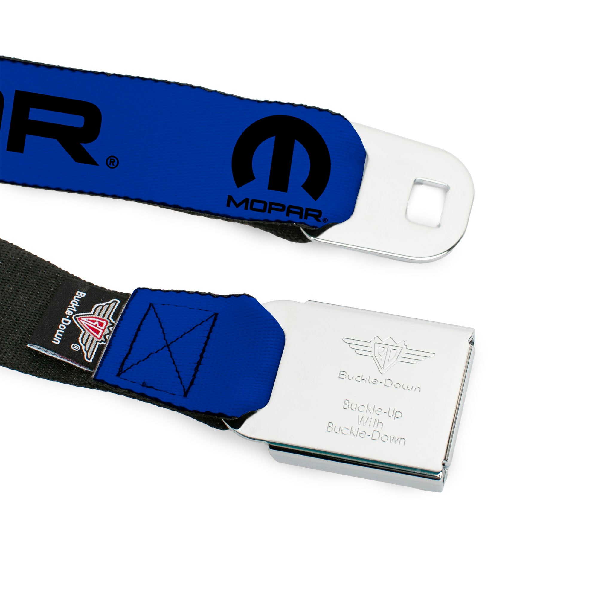 MOPAR Logo Full Color Black White Seatbelt Belt - MOPAR Text/Logo Blue/Black Webbing Seatbelt Belts Mopar