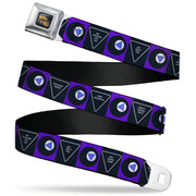 MAGIC 8 BALL Logo Full Color Black/Orange/White Seatbelt Belt - Magic 8 Ball Answers and Ball Blocks Black/Blue Webbing Seatbelt Belts Magic 8 Ball