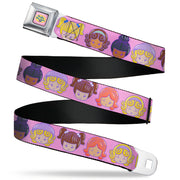 POLLY POCKET Title Logo Full Color Pink Seatbelt Belt - Polly Pocket Ten Doll Face Expressions Pink Webbing Seatbelt Belts Polly Pocket