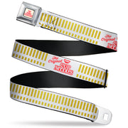 NISSIN CUP NOODLES Logo/Noodle Wave Full Color White/Orange/Red Seatbelt Belt - THE ORIGINAL CUP NOODLES Caterpillar Striping White/Red/Gold Webbing Seatbelt Belts Nissin