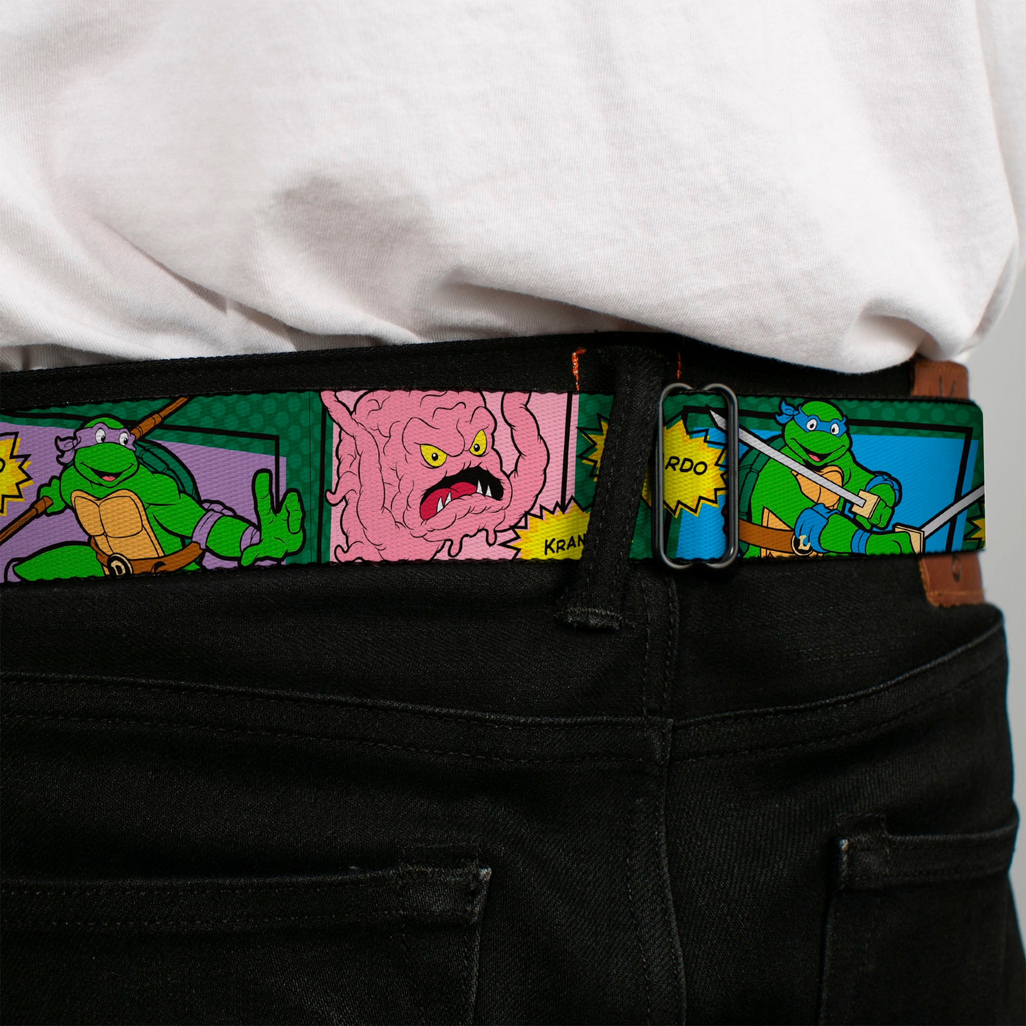Classic TMNT Logo Full Color Seatbelt Belt - Classic TEENAGE MUTANT NINJA TURTLES Character Comic Scenes Webbing Seatbelt Belts Teenage Mutant Ninja Turtles