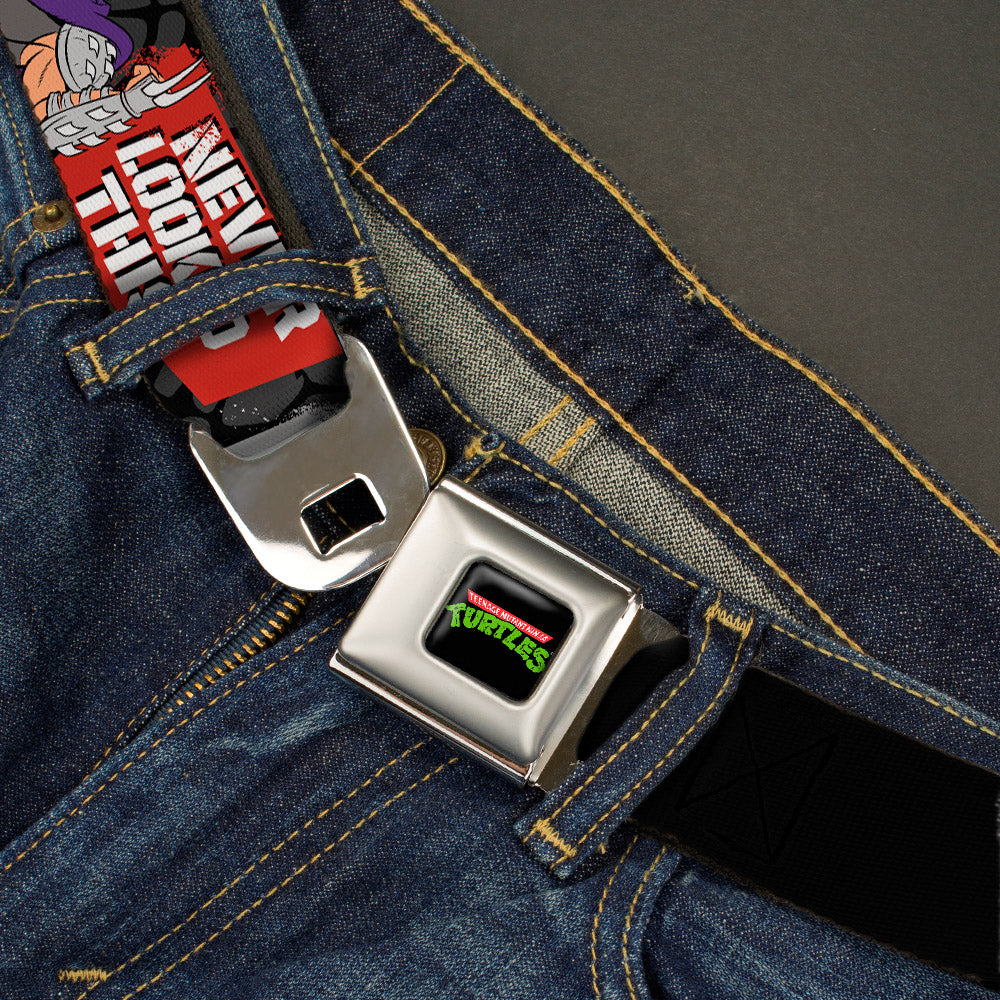 Classic TMNT Logo Full Color Seatbelt Belt - Shredder Poses BAD NEVER LOOKED THIS GOOD Webbing Seatbelt Belts Teenage Mutant Ninja Turtles