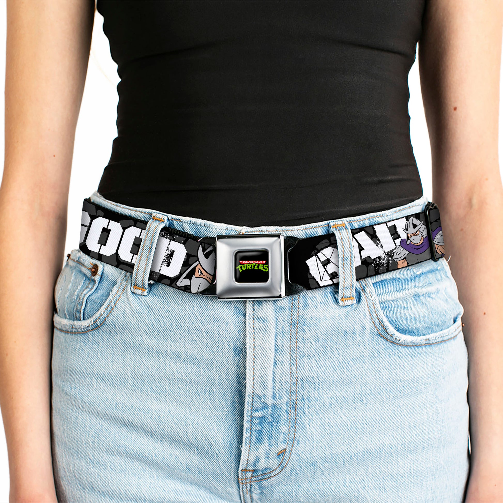 Classic TMNT Logo Full Color Seatbelt Belt - Shredder Poses BAD NEVER LOOKED THIS GOOD Webbing Seatbelt Belts Teenage Mutant Ninja Turtles