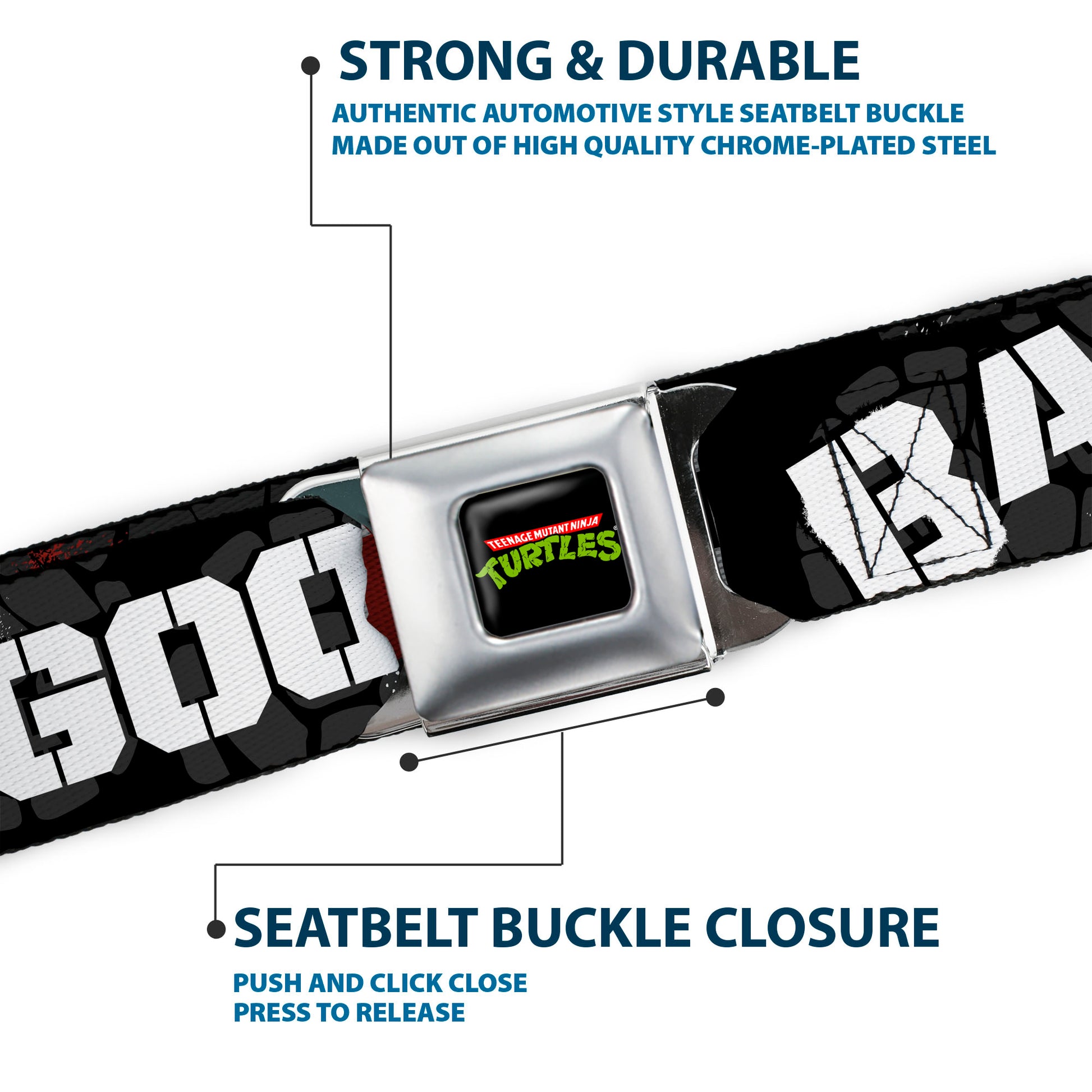 Classic TMNT Logo Full Color Seatbelt Belt - Shredder Poses BAD NEVER LOOKED THIS GOOD Webbing Seatbelt Belts Teenage Mutant Ninja Turtles