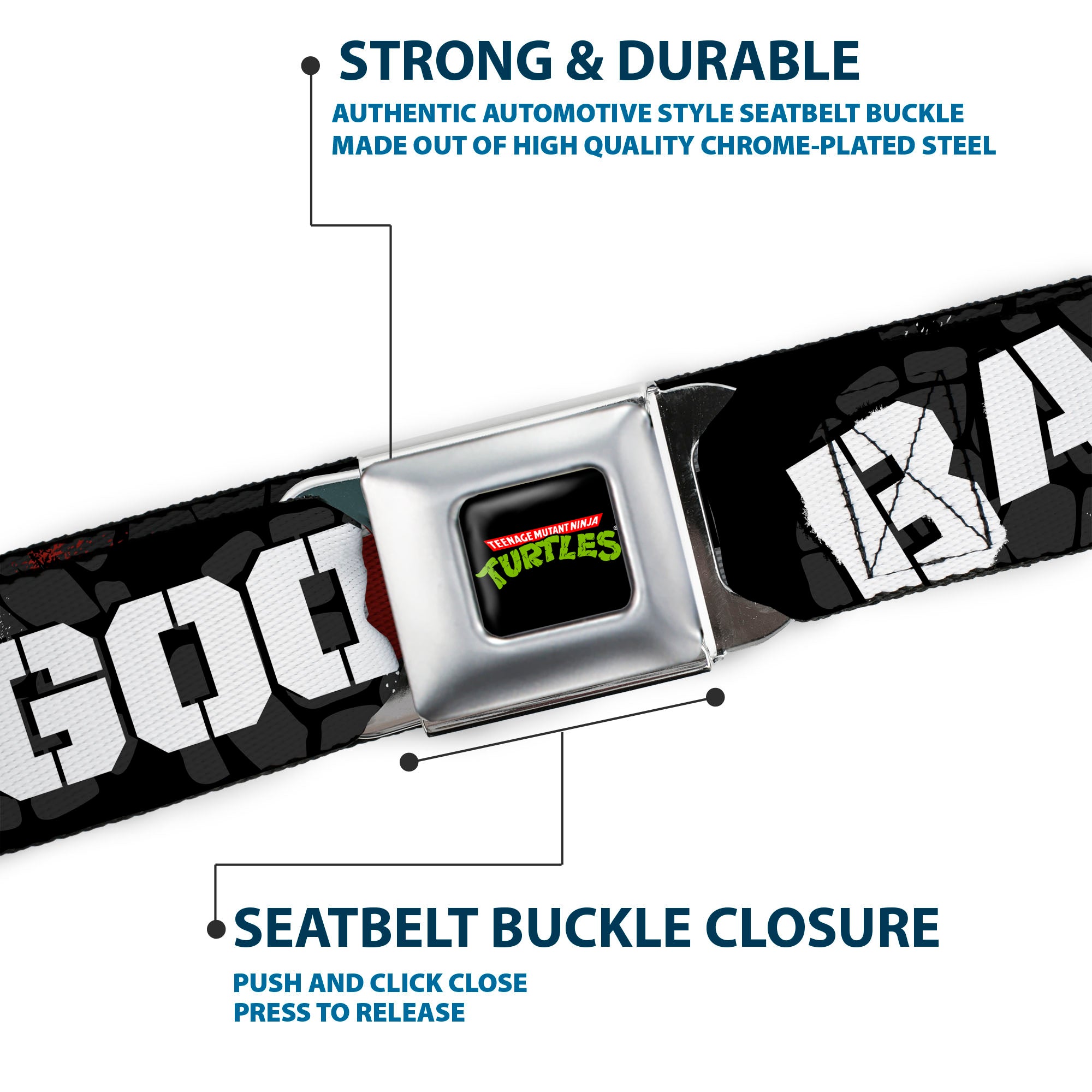 Classic TMNT Logo Full Color Seatbelt Belt - Shredder Poses BAD NEVER LOOKED THIS GOOD Webbing Seatbelt Belts Teenage Mutant Ninja Turtles