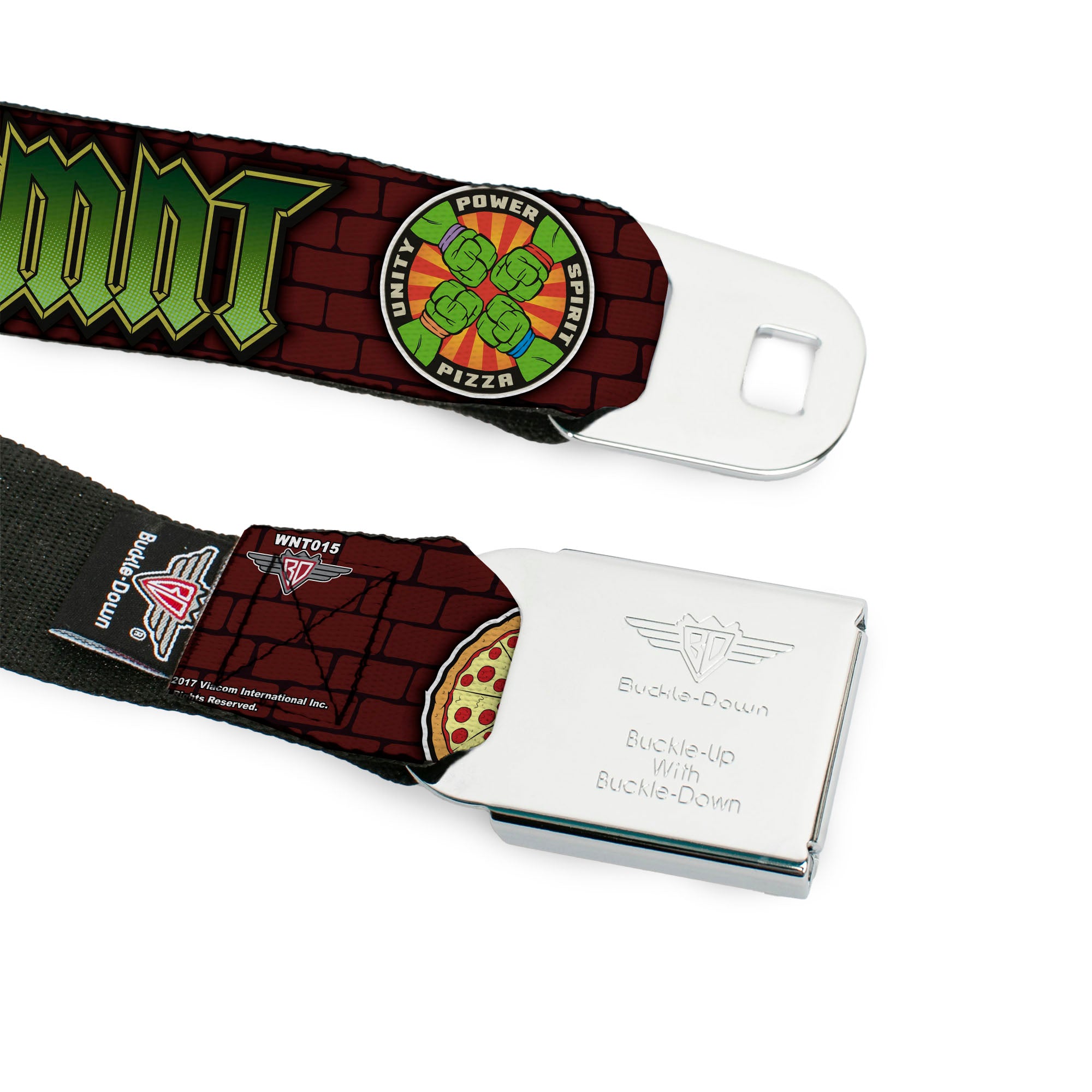 Classic TMNT Logo Full Color Seatbelt Belt - Classic TMNT Gear/Elements Brick Wall Webbing Seatbelt Belts Teenage Mutant Ninja Turtles