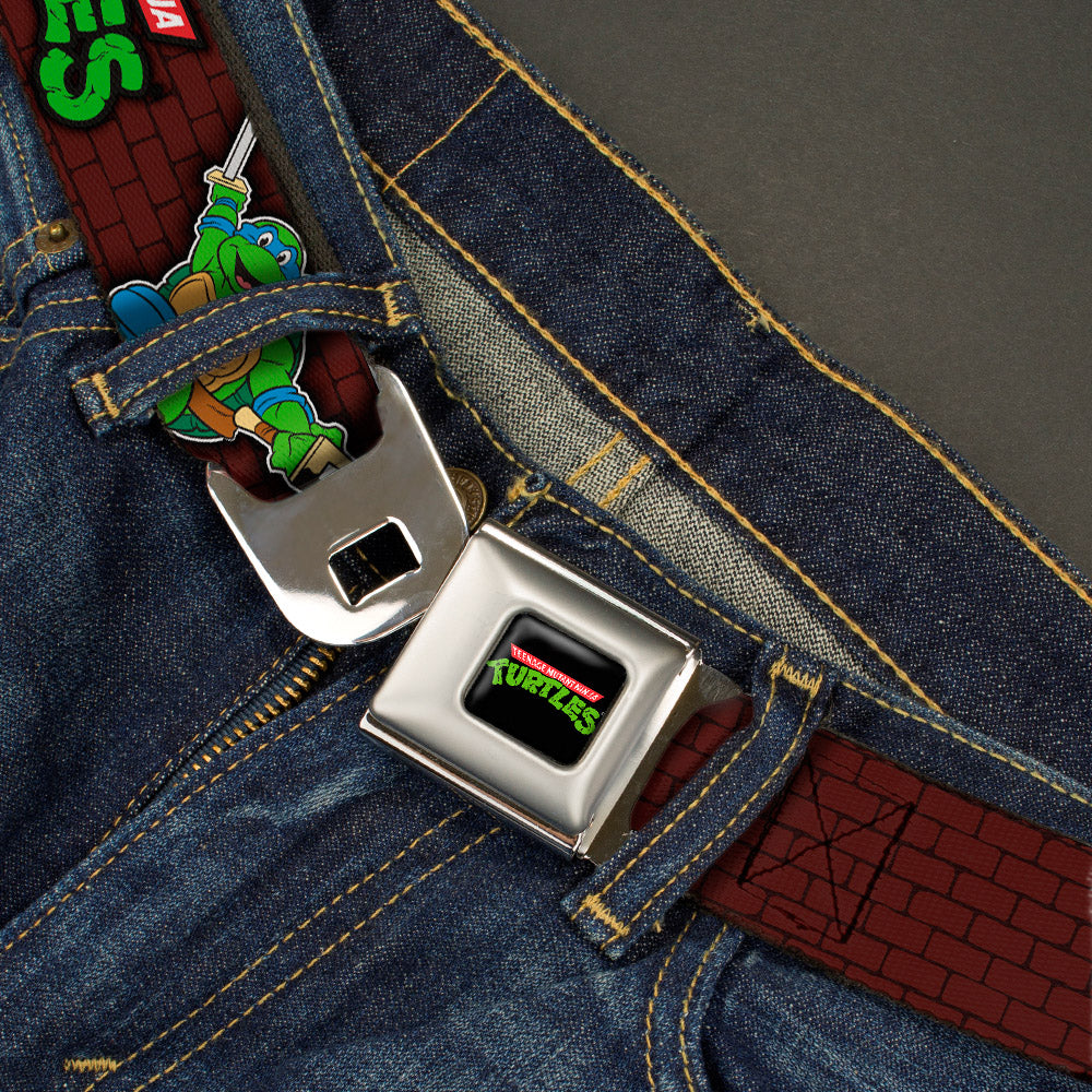 Classic TMNT Logo Full Color Seatbelt Belt - Classic TEENAGE MUTANT NINJA TURTLES Battle Poses/Group Pose7 Webbing Seatbelt Belts Teenage Mutant Ninja Turtles