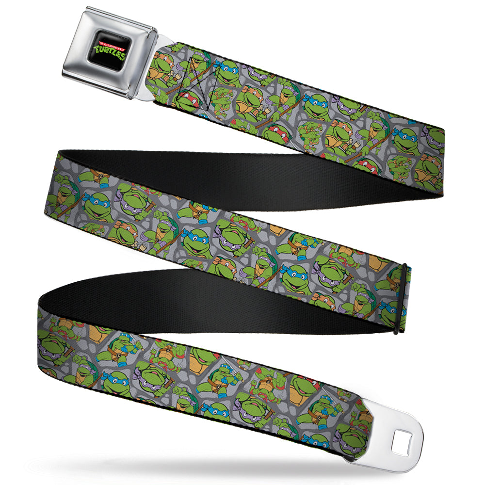 Classic TMNT Logo Full Color Seatbelt Belt - Classic Teenage Mutant Ninja Turtles Expression & Pose Turtle Shell Collage Lavender Webbing Seatbelt Belts Teenage Mutant Ninja Turtles