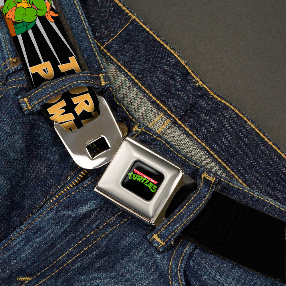 Classic TMNT Logo Full Color Seatbelt Belt - Classic Teenage Mutant Ninja Turtles Group Pose/TURTLE POWER! Webbing Seatbelt Belts Teenage Mutant Ninja Turtles