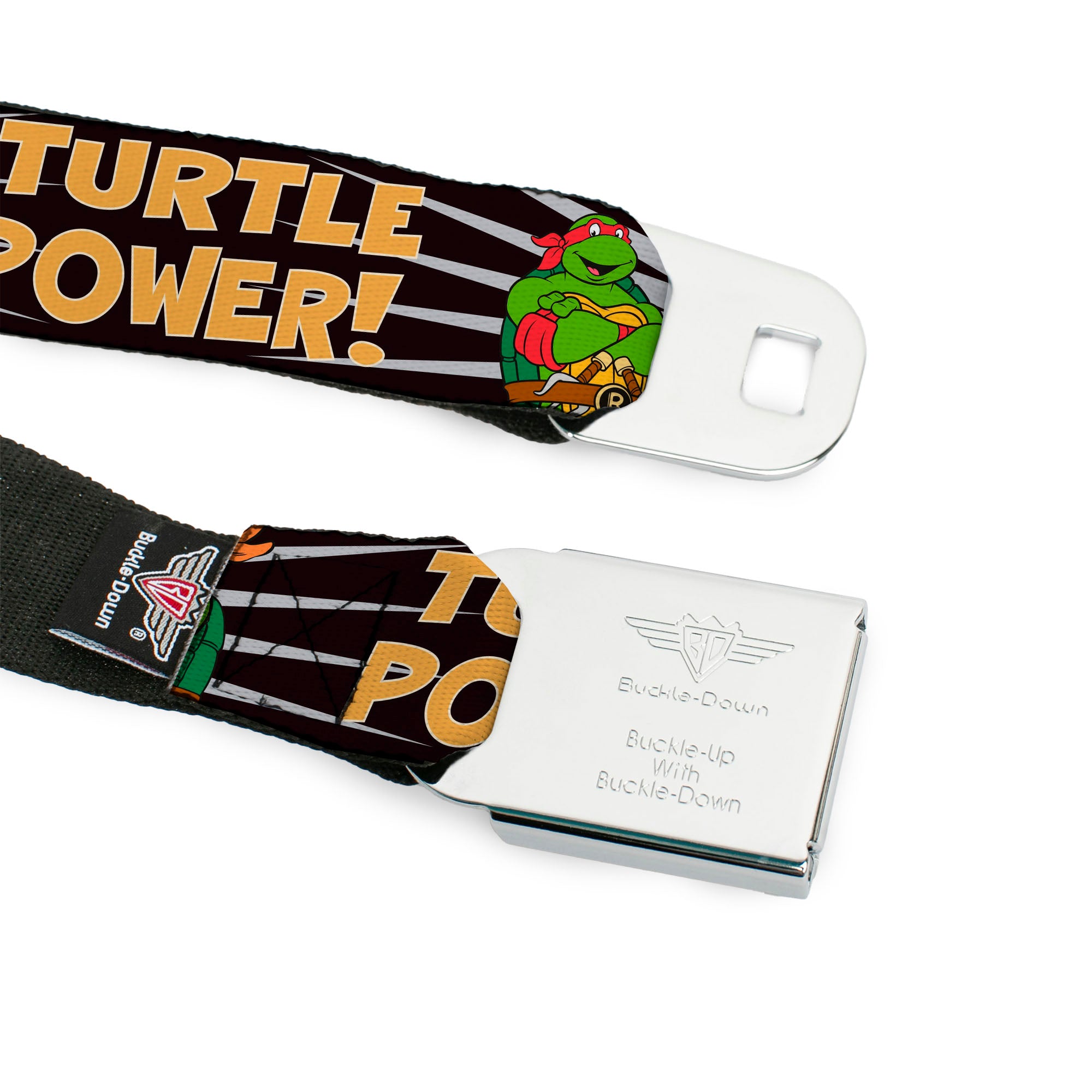 Classic TMNT Logo Full Color Seatbelt Belt - Classic Teenage Mutant Ninja Turtles Group Pose/TURTLE POWER! Webbing Seatbelt Belts Teenage Mutant Ninja Turtles