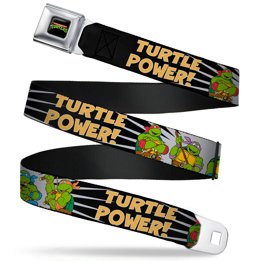 Classic TMNT Logo Full Color Seatbelt Belt - Classic Teenage Mutant Ninja Turtles Group Pose/TURTLE POWER! Webbing Seatbelt Belts Teenage Mutant Ninja Turtles