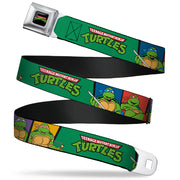Classic TMNT Logo Full Color Seatbelt Belt - Classic TEENAGE MUTANT NINJA TURTLES Group Pose3/TMNT Logo Green/Multi Color Webbing Seatbelt Belts Teenage Mutant Ninja Turtles