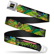 Classic TMNT Logo Full Color Seatbelt Belt - Classic TEENAGE MUTANT NINJA TURTLES Group Pose4 in Sewer/TMNT Logo Webbing Seatbelt Belts Teenage Mutant Ninja Turtles