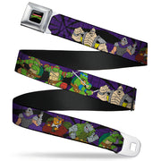 Classic TMNT Logo Full Color Seatbelt Belt - Classic Teenage Mutant Ninja Turtles Group & Villain Poses Purple Webbing Seatbelt Belts Teenage Mutant Ninja Turtles